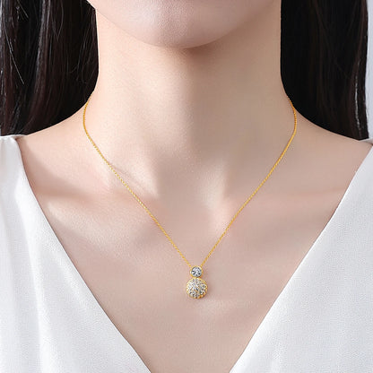 LUOTEEMI New Classic Design Korean Trendy Tiny Zircon CZ Paved Girls Ball Jewelry Link Chain Pendant Necklace for Girls