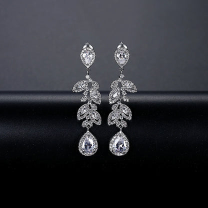 Cubic Zirconia Zircon Drop Woman Statement Fashion  Earing for Wedding Bridal Earring