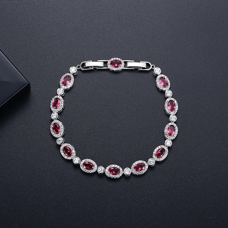 LUOTEEMI New Oval Shape Fashion Cubic Zircon Luxury Copper Tennis Bracelet for Girls Designer Womens Hand Jewelry Bracelets