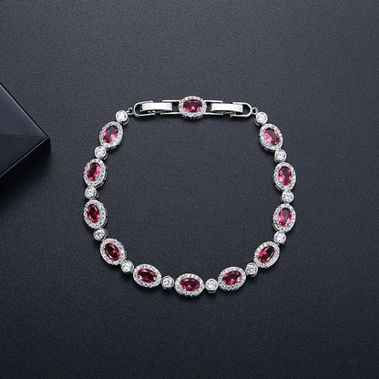 LUOTEEMI New Oval Shape Fashion Cubic Zircon Luxury Copper Tennis Bracelet for Girls Designer Womens Hand Jewelry Bracelets