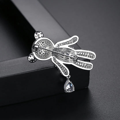 2026 New Style Fine Moving Bear Women Brooch Pins Copper Brass CZ Cubic Zirconia for Clothing Decoration Brooch