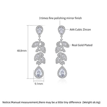Cubic Zirconia Zircon Drop Woman Statement Fashion  Earing for Wedding Bridal Earring
