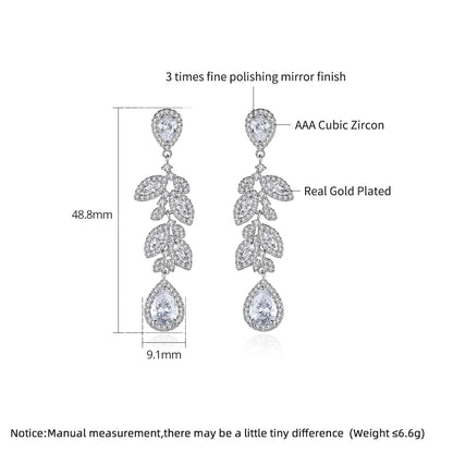 Cubic Zirconia Zircon Drop Woman Statement Fashion  Earing for Wedding Bridal Earring