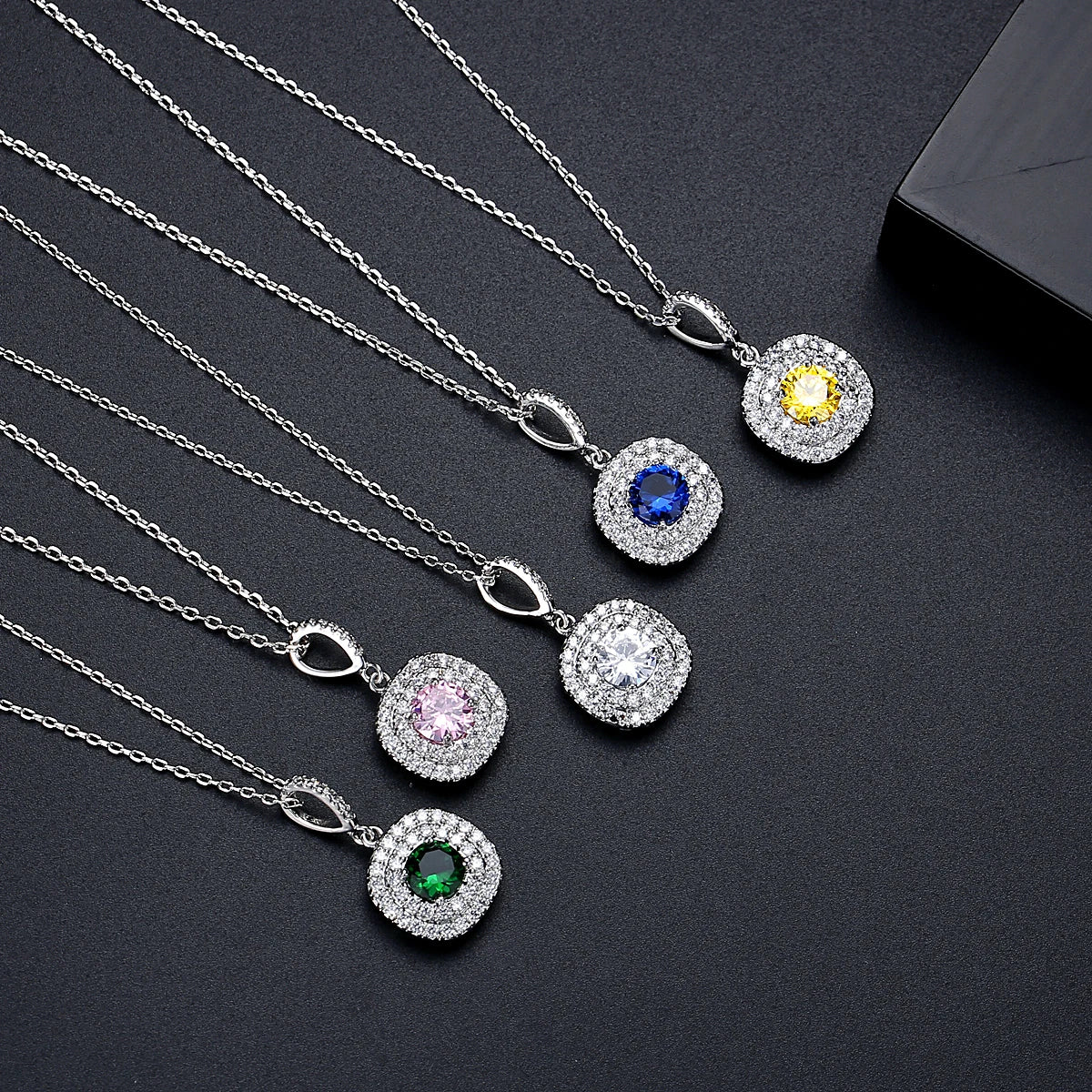 CZCITY Brand Luxury Women Exquisite Rhodium Plated Inlay a AA Top Quality Zircon Wedding Bridal Pendant Necklace Wholesale