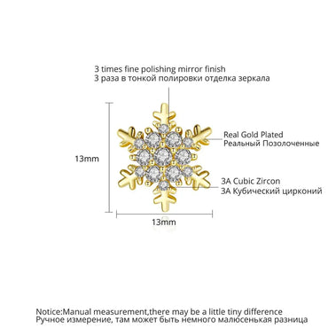 CZCITY Pretty Snow a AA Cubic Zircon Stud Snowflakes Earring for Girl Cute Elegant Christmas Jewelry Gift