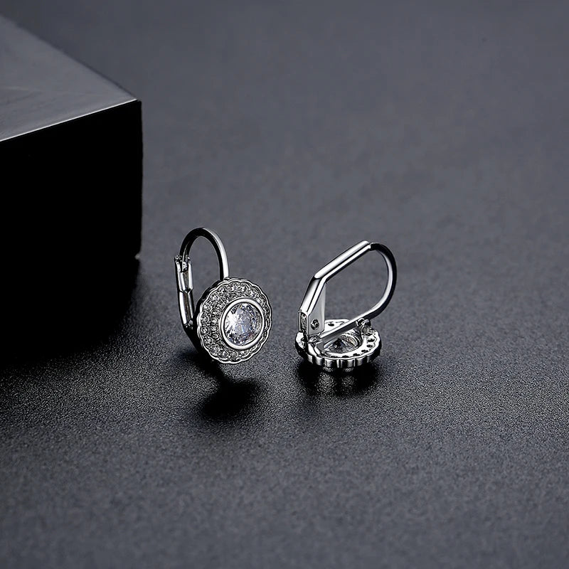 CZCITY Brass Elegant Woman Earing 2026 Cubic Zirconia Hoop Statement Charm Luxury Gold Korean Earrings