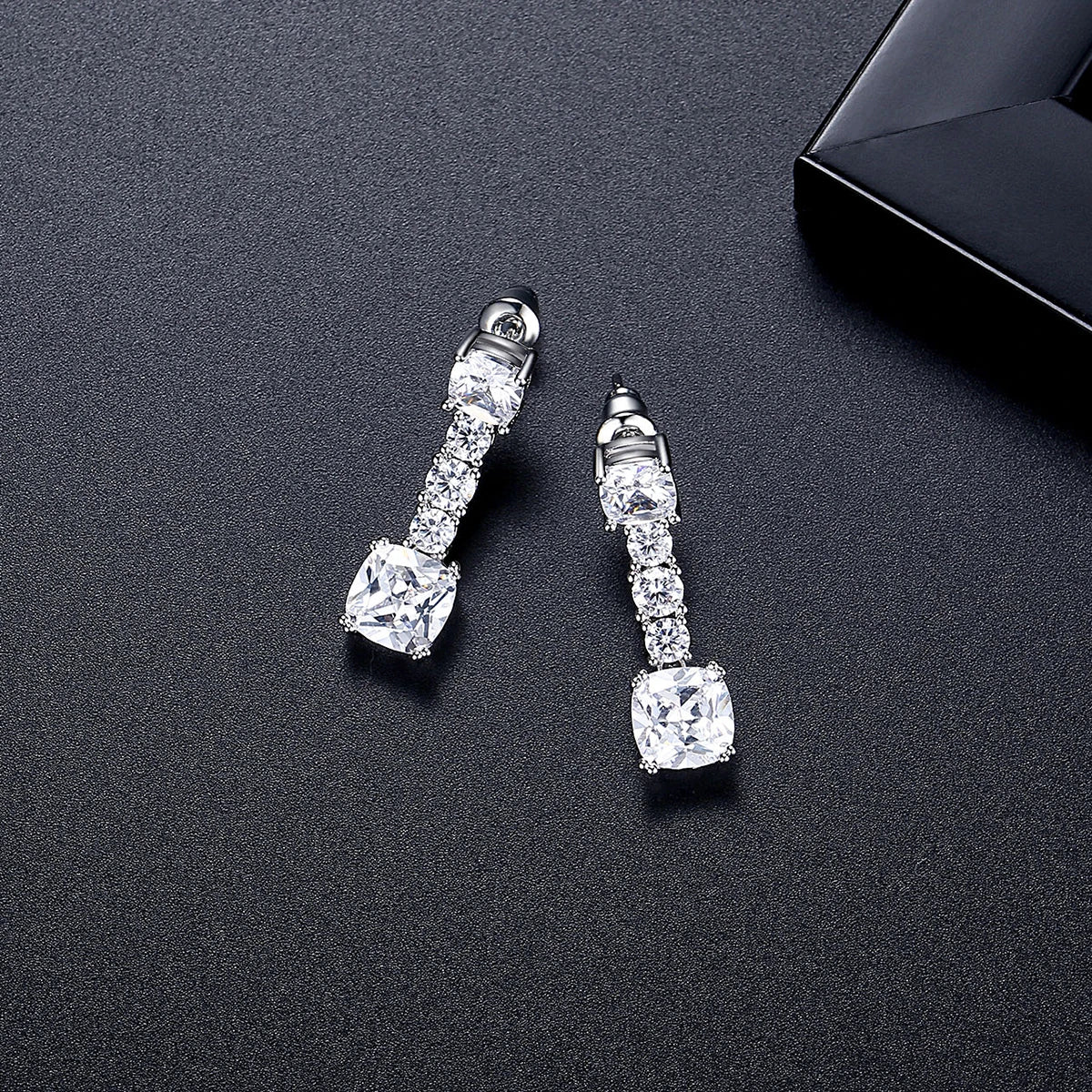 LUOTEEMI Elegant Women Cubic Zirconia Fashion Drop Earrings Ready to Ship CZ Jewelry for Women Low MOQ Free Shipping Earrings