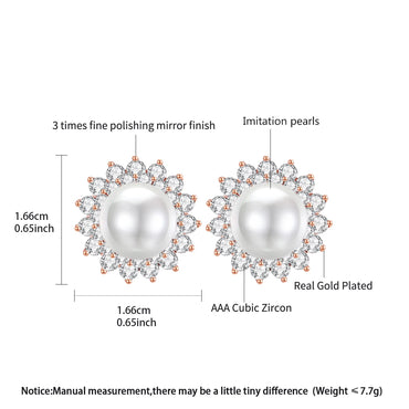 LUOTEEMI Wholesale Fashion Jewelry Wedding Rhodium Gold Plated Flower Shape Synthetic Pearl Women French Clip Stud Earrings