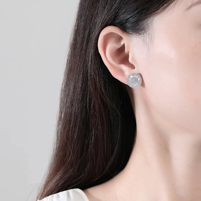 CZCITY Wholesale Brand New Design Pure Clear Cubic Zircon Micro Pave Women Luxury Wedding Bridal Round Stud Earrings