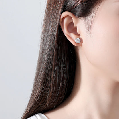 CZCITY Millennium Rose Cut Octagonal Zircon Clear and Pink Classic Style Small Stud Earrings for Women New Fashion