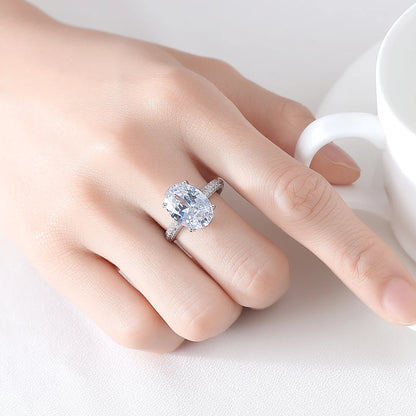 LUOTEEMI Oval Shape Pigeon Eggs Clear Cubic Zirconia Big CZ Stone Jewelry Finger Rings for Women Party Gifts Luxury Jewellery