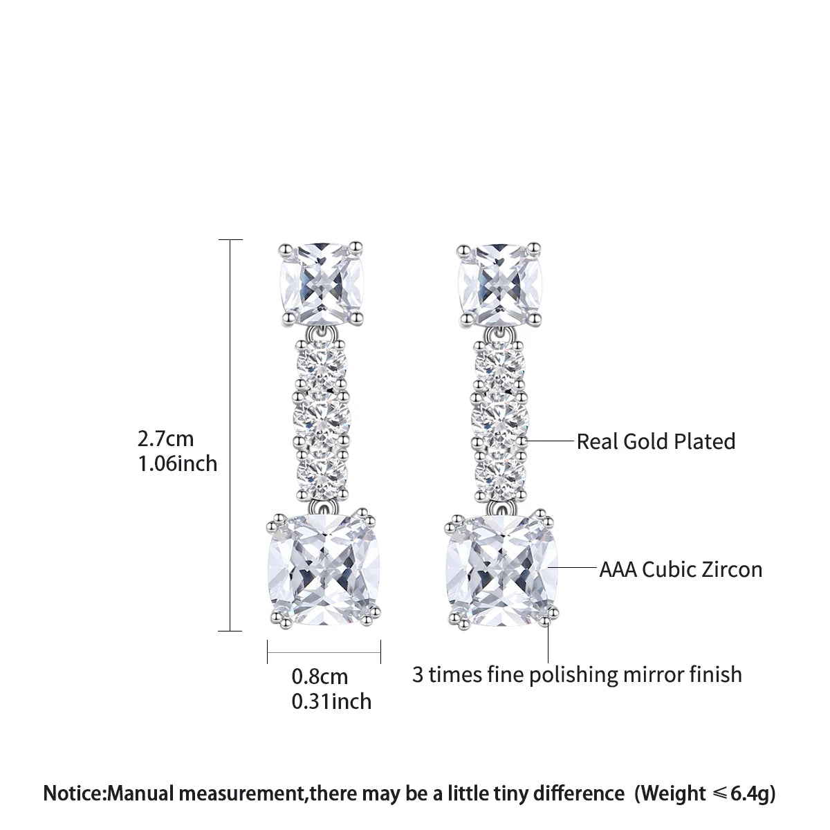 LUOTEEMI Elegant Women Cubic Zirconia Fashion Drop Earrings Ready to Ship CZ Jewelry for Women Low MOQ Free Shipping Earrings