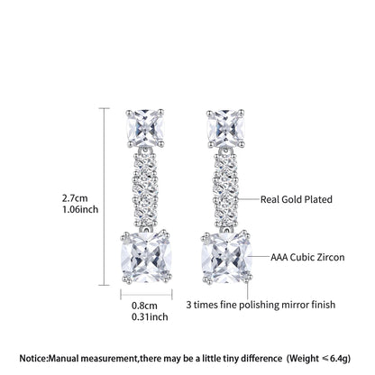 LUOTEEMI Elegant Women Cubic Zirconia Fashion Drop Earrings Ready to Ship CZ Jewelry for Women Low MOQ Free Shipping Earrings