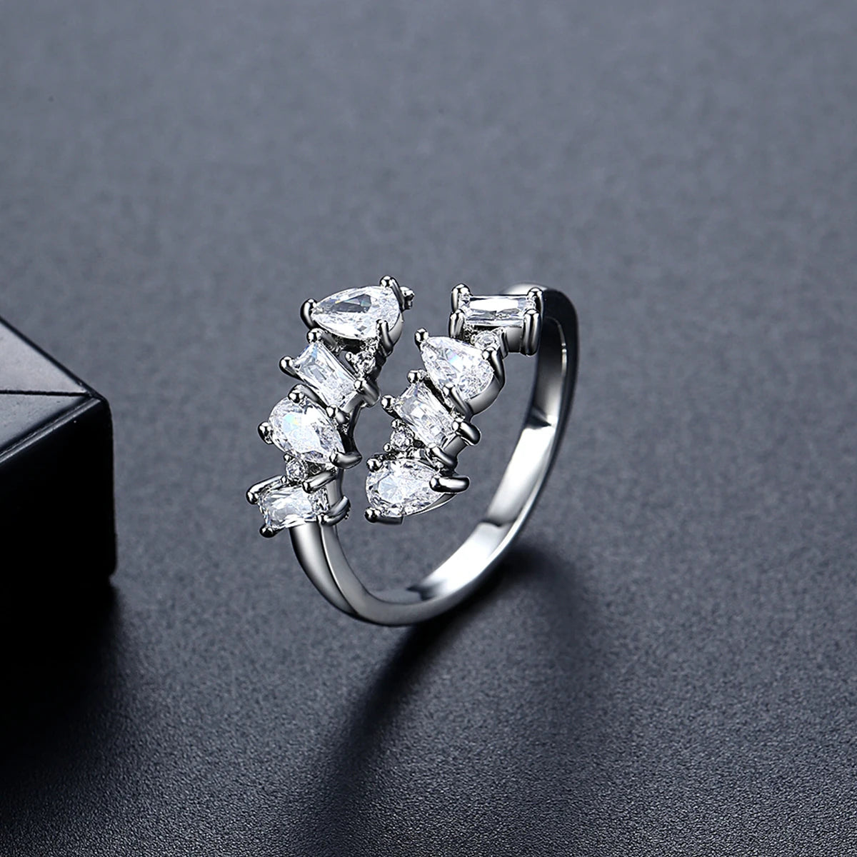 LUOTEEMI Cubic Zirconia Trendy Fashion Jewelry Adjustable Finger Ring for Girls High Quality Women Jewelry Factory Wholesale