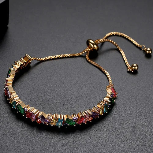 CZCITY New Trendy Fashion  Irregular Cubic Zircon Adjustable Slide Bracelet Multi Tennis Bracelets