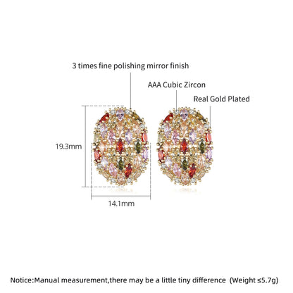 CZCITY Jewelry New Multi-color Marquise-cut a AA Cubic Zirconia Micro Paved Egg Shape Women Fashion Cuff Stud Earrings