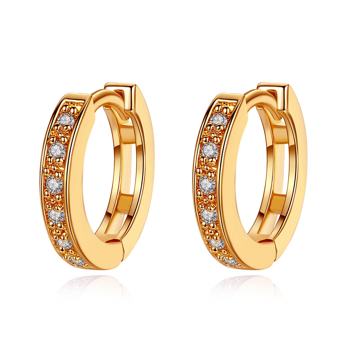 CZCITY Wholesale High Quality Luxury Rhodium Plated CZ Jewelry Popular Hip Hop Design Small Hoop Earrings for Women