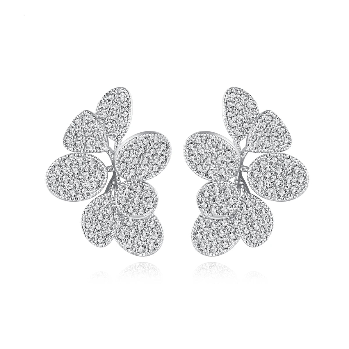 Trendy Multiple Rhodium Plated Brass Made Earrings AAA Cubic Zirconia Paving Setting Women Jewelry