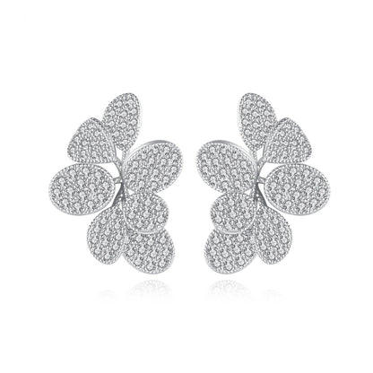 Trendy Multiple Rhodium Plated Brass Made Earrings AAA Cubic Zirconia Paving Setting Women Jewelry