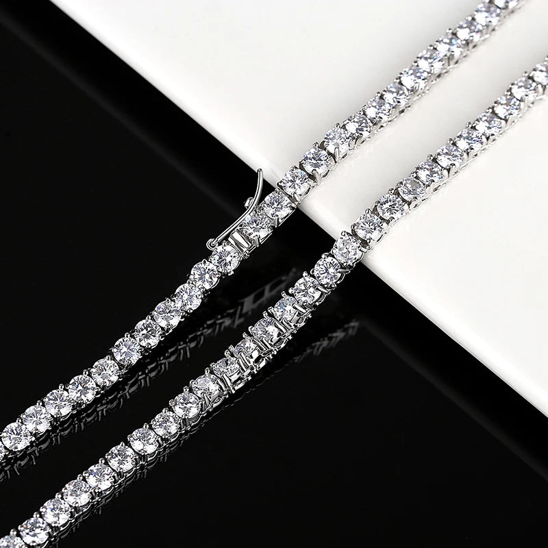 4mm Hiphop Jewelry Men Chain Tennis Chain Diamond Necklace Iced Out CZ Cubic Zirconia Tennis Necklace