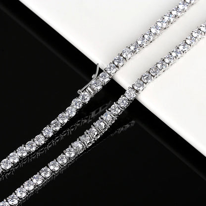 4mm Hiphop Jewelry Men Chain Tennis Chain Diamond Necklace Iced Out CZ Cubic Zirconia Tennis Necklace