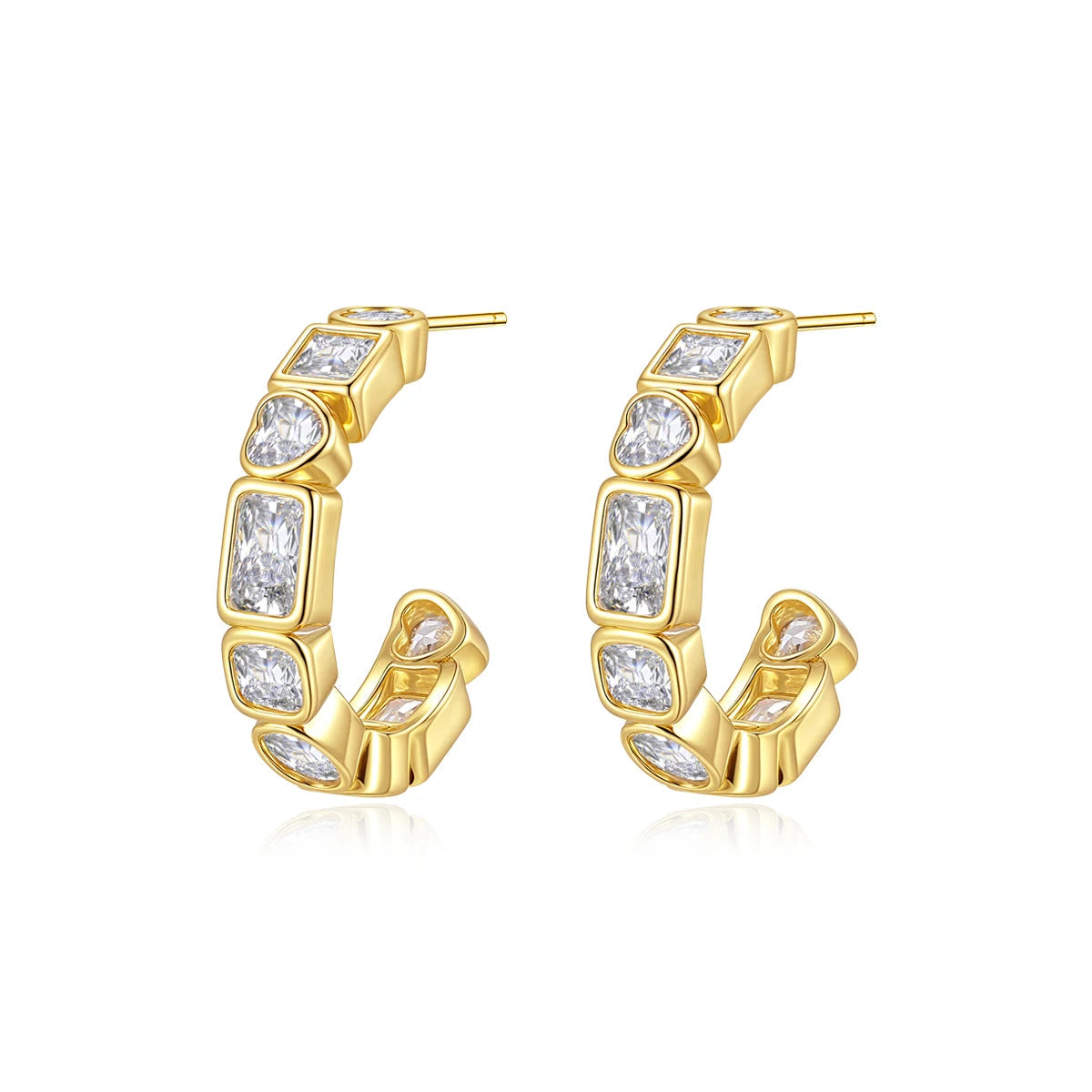 CZCITY Fashion Jewelry Lady Women's Hoop Zircon Korean Cute Geometric Clip On Earing Trendy Hoop Earrings