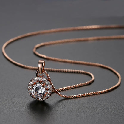CZCITY Hot Sale Hearts & Arrows Cut Top Quality Carat CZ Diamond Round Pendant Sona Necklace