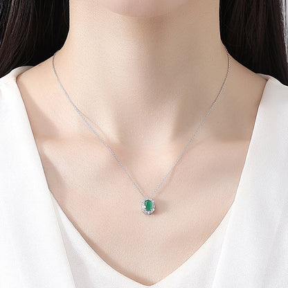 LUOTEEMI New Come Sugar Girl Cute Jade Green Cubic Zirconia Women Korean Fashion Pendant Link Chain Necklace for Women