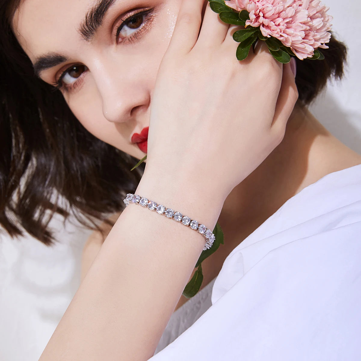 Women Luxury Jewelry Classic Design AAA+ Round 0.5 Carat Cubic Zircon Diamond Tennis Bracelet