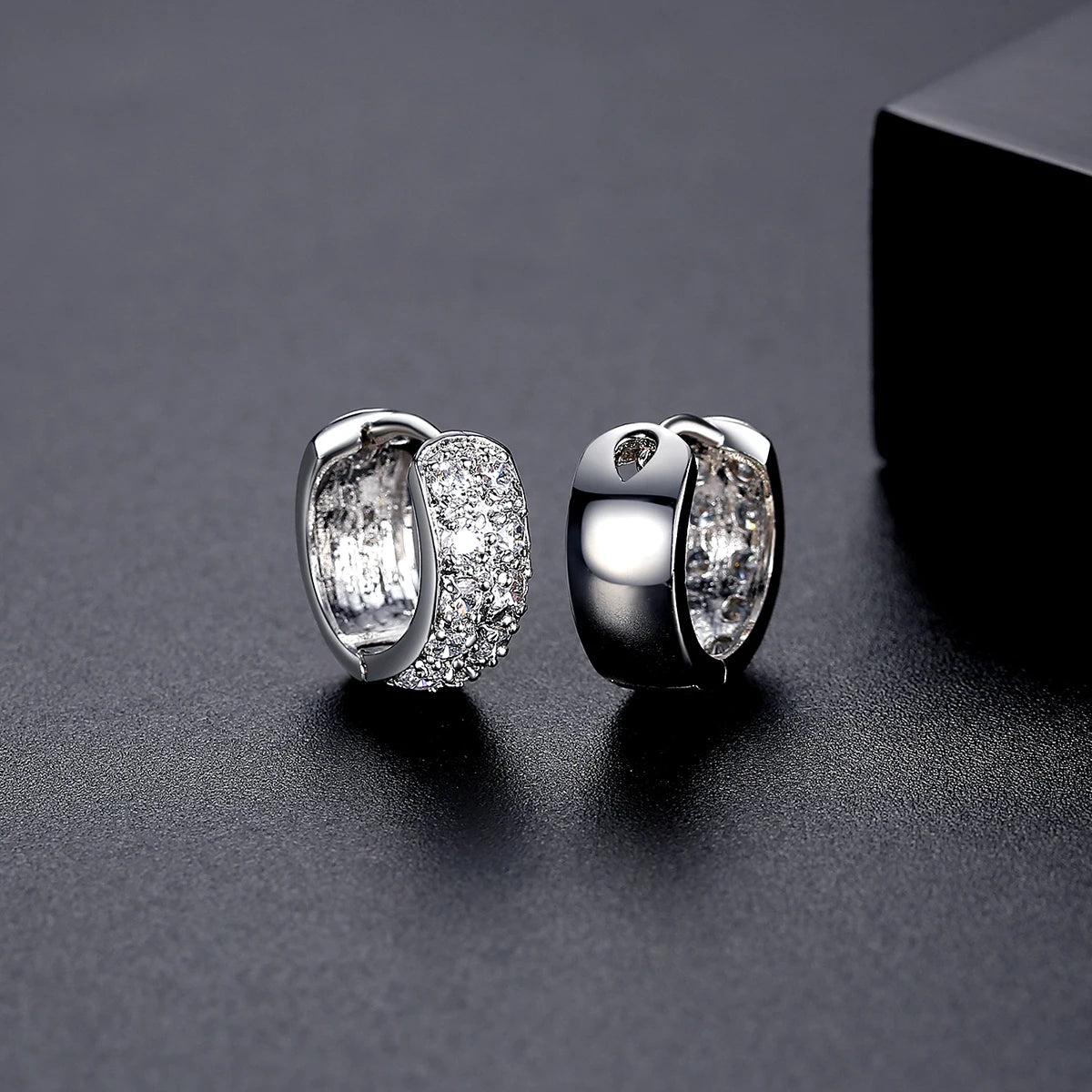 CZCITY Wholesale Women Gift Jewelry Tiny Cubic Zirconia Paved Hip Hop Hoop Cuff Earrings