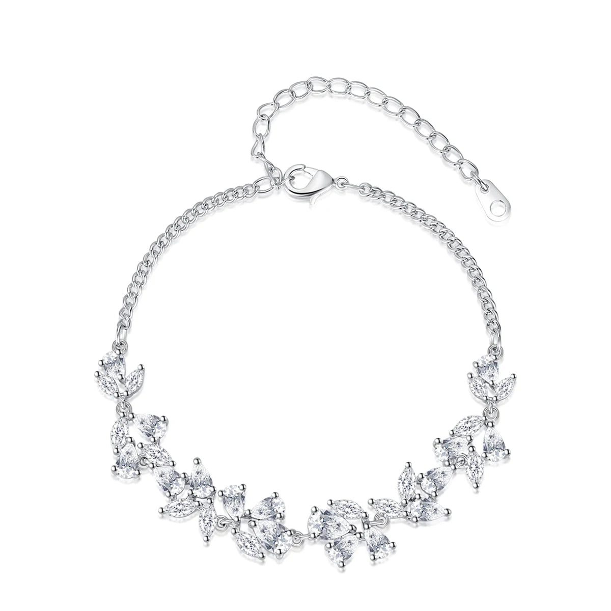 CZCITY Fashion Jewelry Charm Luxury Girl Korean Bling Iced Out Link Flower Cubic Zirconia Woman Chain Bracelet