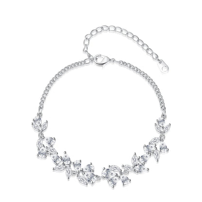 CZCITY Fashion Jewelry Charm Luxury Girl Korean Bling Iced Out Link Flower Cubic Zirconia Woman Chain Bracelet