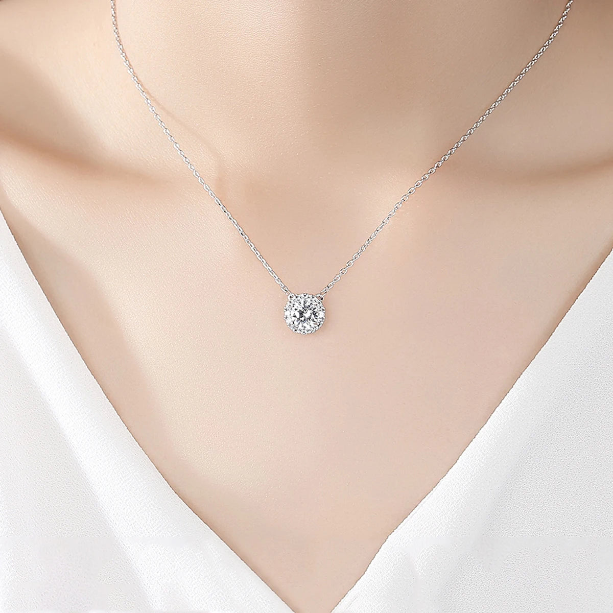 CZCITY Fashion Round Cut Cubic Zirconia CZ Stone Necklace for Couple Love Jewelry Gift