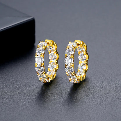 CZCITY New Design Classic Round Full of CZ Cubic Zirconia Trendy Korean Fashion Elegant Hoop Earings