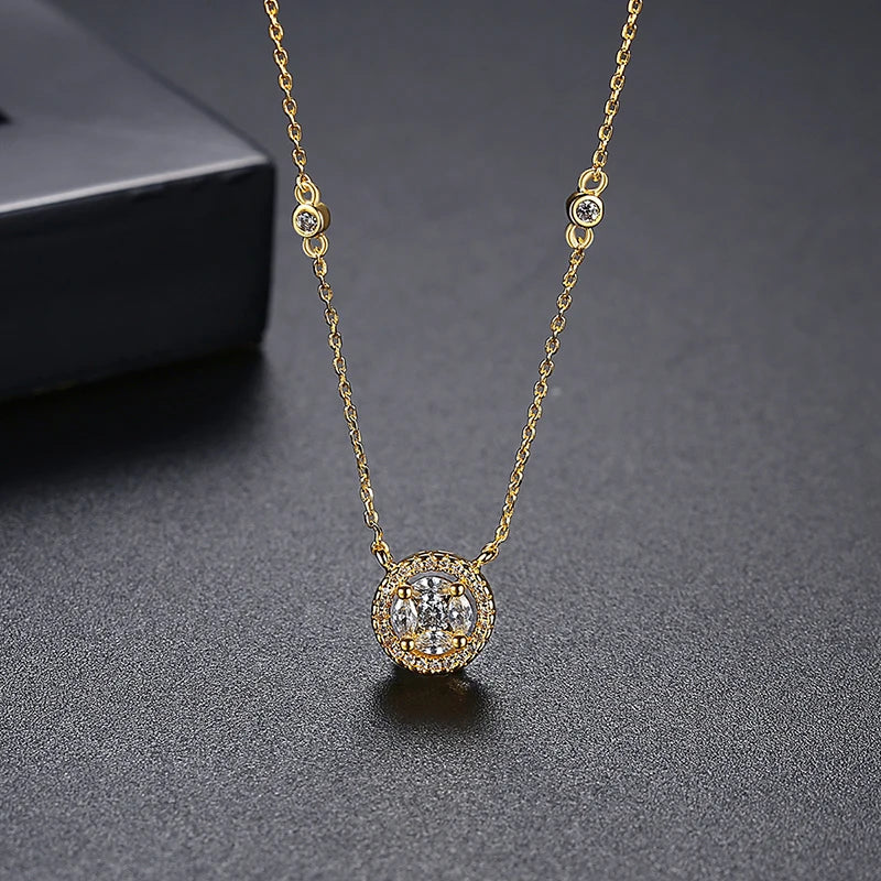 CZCITY Trendy Dainty Chains Necklace Cubic Zircon Womens Necklaces 2026 18K Gold Plated Charm Pendant