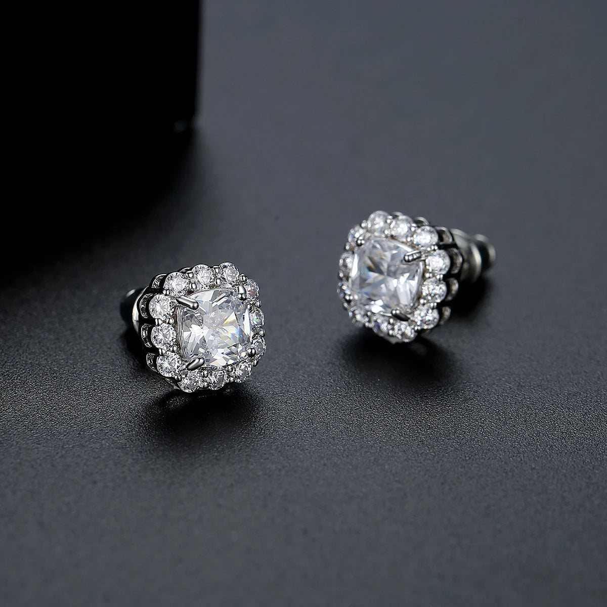 CZCITY Luxury Woman Trendy Elegant Popular Earring Zirconia Quadrate Engagement Wedding Jewelry Stud Earrings