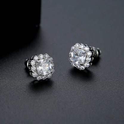 CZCITY Luxury Woman Trendy Elegant Popular Earring Zirconia Quadrate Engagement Wedding Jewelry Stud Earrings