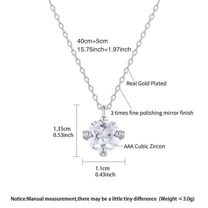 LUOTEEMI Geometric Women Cute Trendy Zircon Stone Link Chain Pendant Necklace Rhodium Plated Women Gift