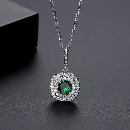 CZCITY Brand Luxury Women Exquisite Rhodium Plated Inlay a AA Top Quality Zircon Wedding Bridal Pendant Necklace Wholesale