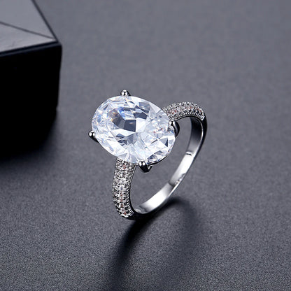 LUOTEEMI Oval Shape Pigeon Eggs Clear Cubic Zirconia Big CZ Stone Jewelry Finger Rings for Women Party Gifts Luxury Jewellery
