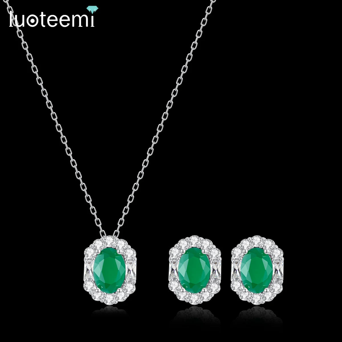LUOTEEMI Now Come Classic Women Jewelry Green Emerald Color Cute Janpanese Women Jewelry Sets Party Gifts