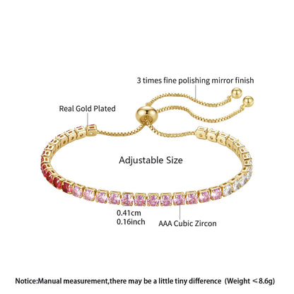 CZCITY Classic Design Women Red and Green Gradual Color Change Zircon Stone Girls Solid Chain Adjustable Bracelets for Girls