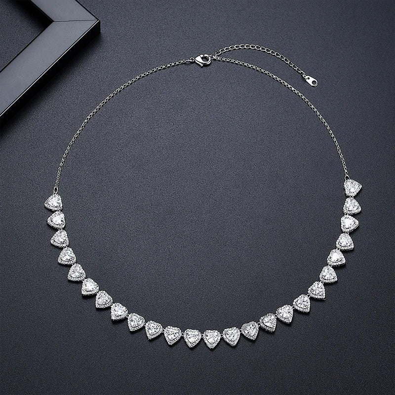 LUOTEEMI Luxury Chain Necklace Cubic Zirconia Heart Shape Elegant Party Anniversary Gifts Jewelry Charm Necklaces