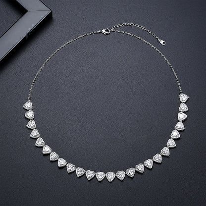 LUOTEEMI Luxury Chain Necklace Cubic Zirconia Heart Shape Elegant Party Anniversary Gifts Jewelry Charm Necklaces