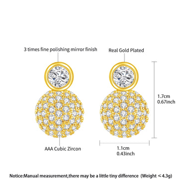 LUOTEEMI Tiny CZ Paved Clear Zircon Beaded Elegant Earrings Stud for Girls Classic Design Women Ball Korean Trendy Stud Earings