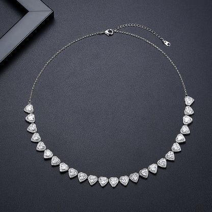 LUOTEEMI Luxury Chain Necklace Cubic Zirconia Heart Shape Elegant Party Anniversary Gifts Jewelry Charm Necklaces