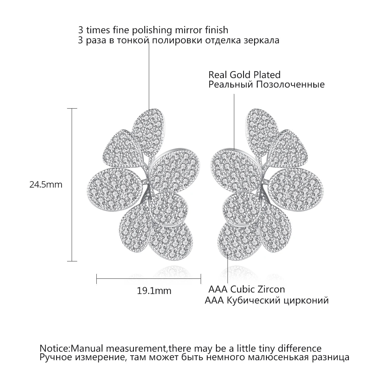 Trendy Multiple Rhodium Plated Brass Made Earrings AAA Cubic Zirconia Paving Setting Women Jewelry