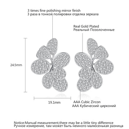 Trendy Multiple Rhodium Plated Brass Made Earrings AAA Cubic Zirconia Paving Setting Women Jewelry