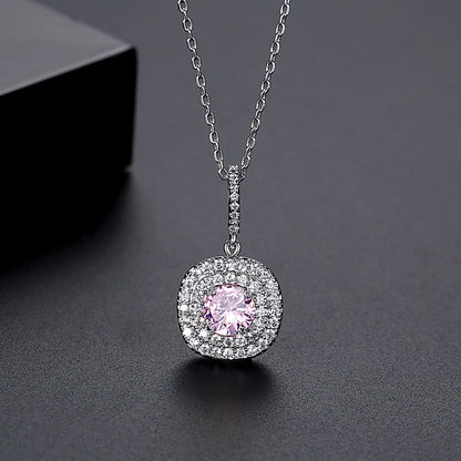 CZCITY Brand Luxury Women Exquisite Rhodium Plated Inlay a AA Top Quality Zircon Wedding Bridal Pendant Necklace Wholesale