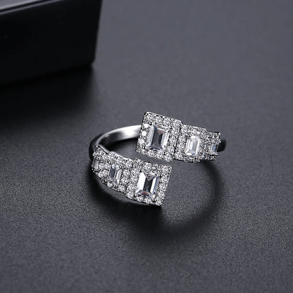LUOTEEMI Luxury Full of Tiny CZ Elegant Womens Big Adjustable Finger Ring Cubic Zirconia European Rings for Women